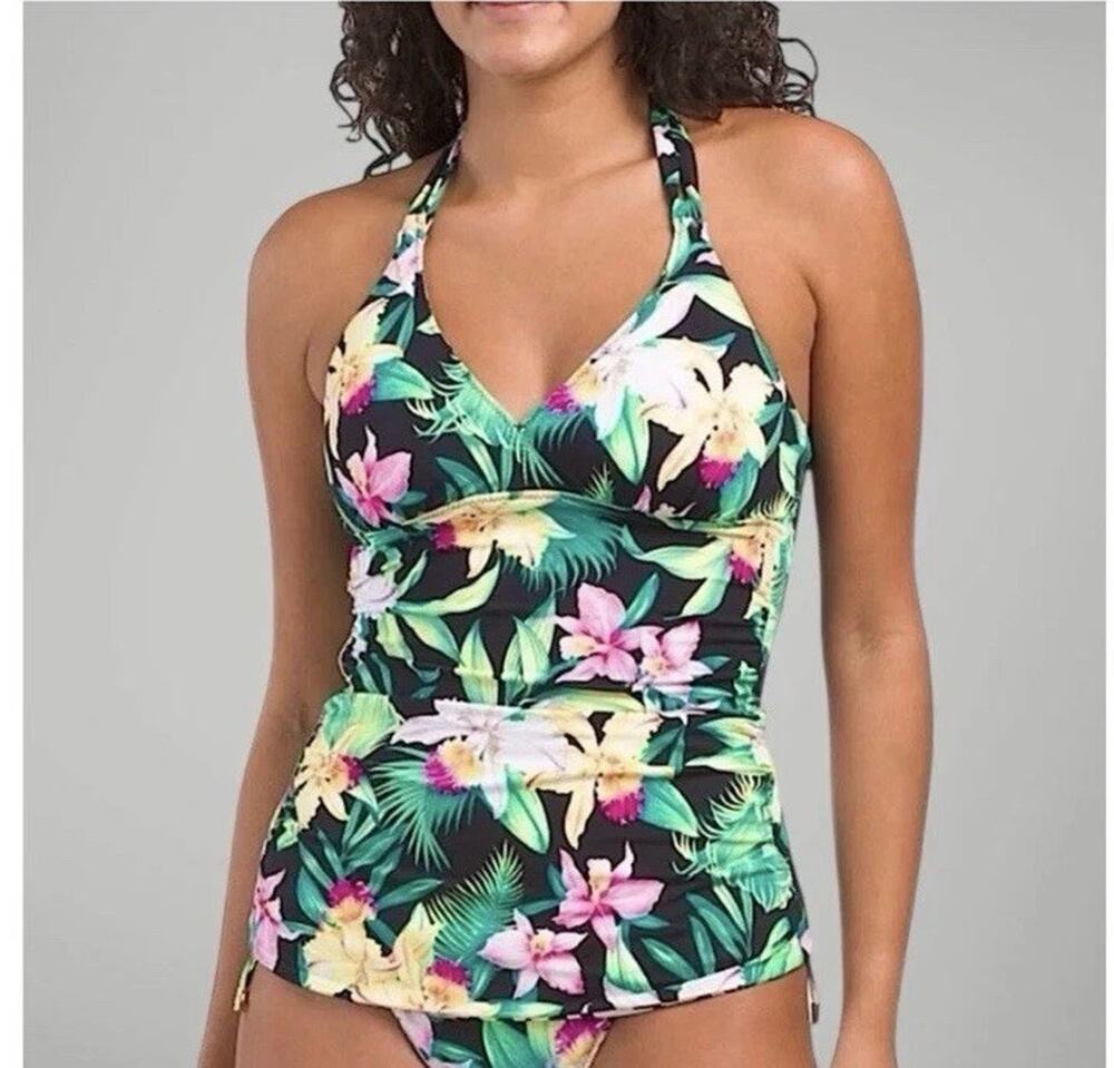 Tommy Bahama Orchid Garden Halter Tankini Size XS Floral $128 Retail NWT
